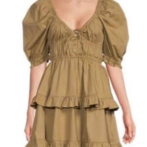 WeWoreWhat Tan Ruffle Mini Dress